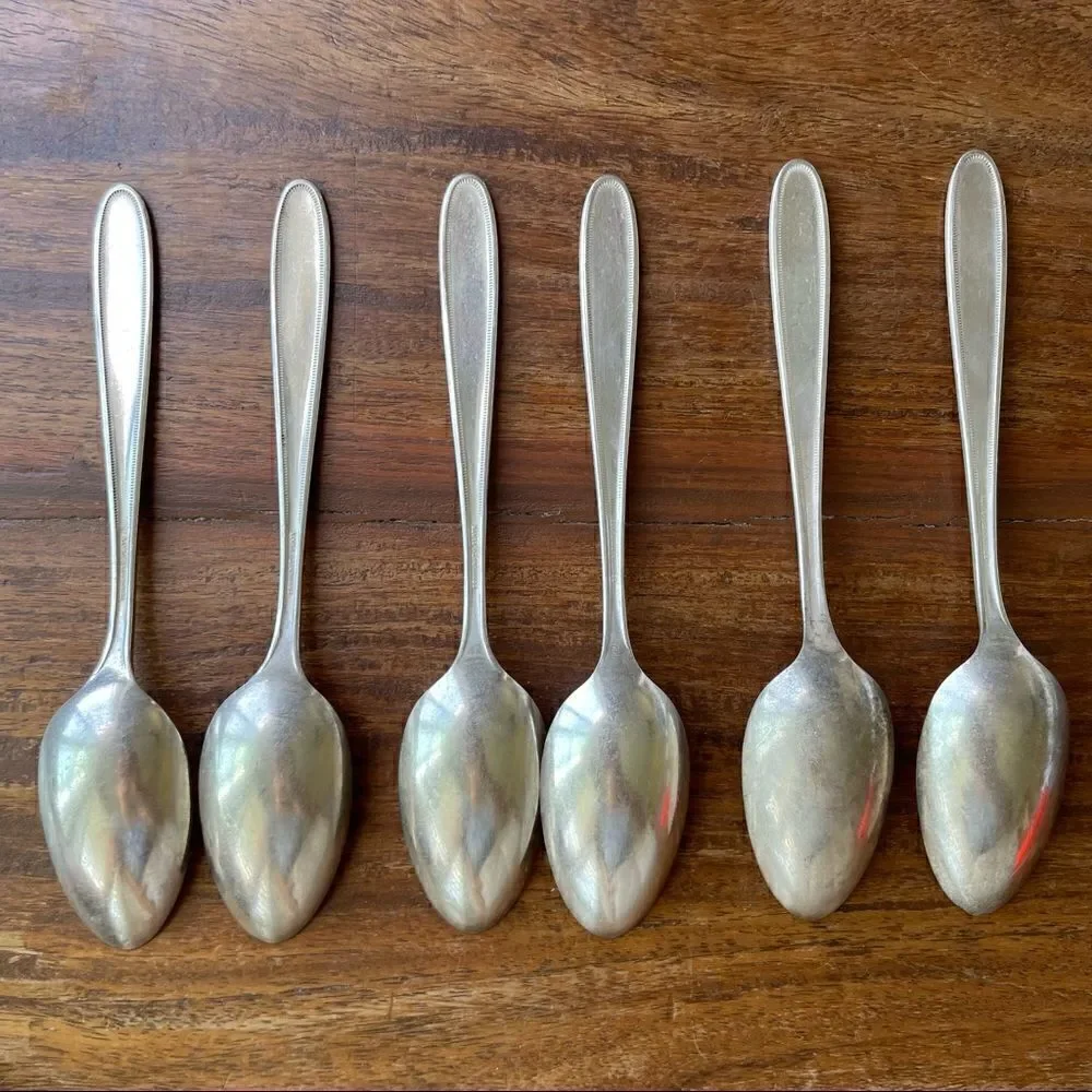 Antique 1921 Oneida Community Plate Grosvenor Teaspoons Set of 6 With Monogram